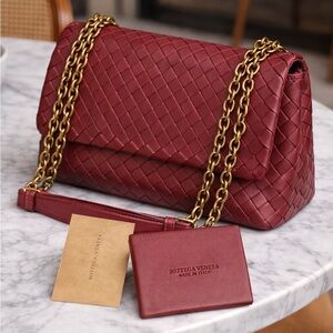 Bottega Veneta Burgundy Intrecciato Leather Olimpia Crossbody/ Shoulder Bag
